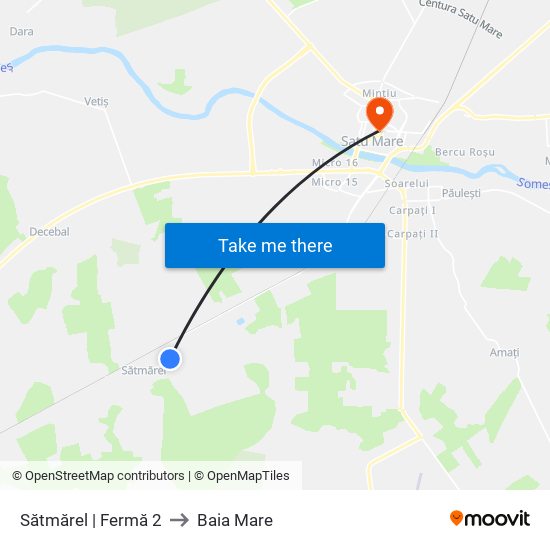 Sătmărel | Fermă 2 to Baia Mare map