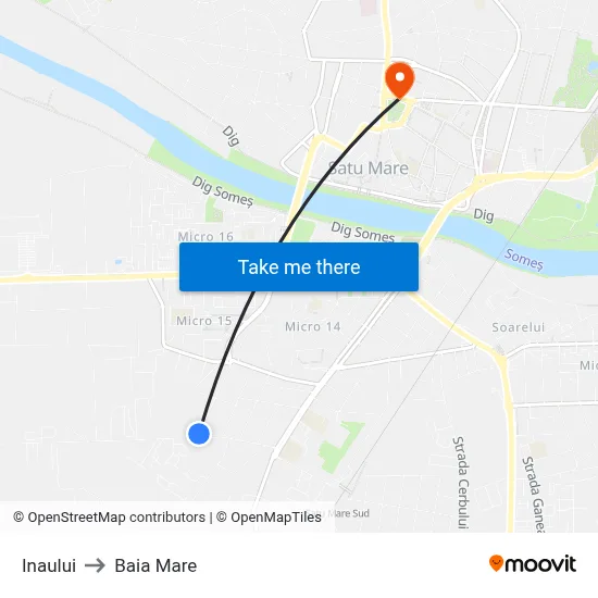 Inaului to Baia Mare map