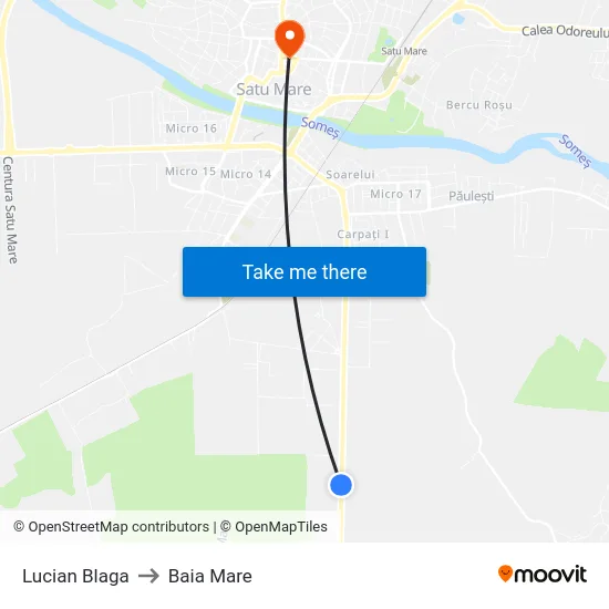 Lucian Blaga to Baia Mare map