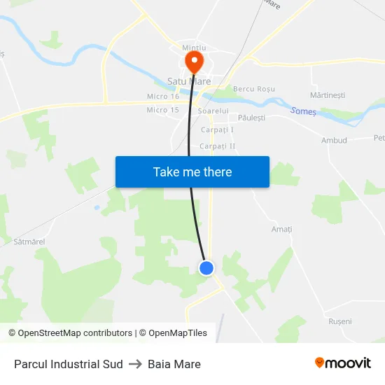 Parcul Industrial Sud to Baia Mare map