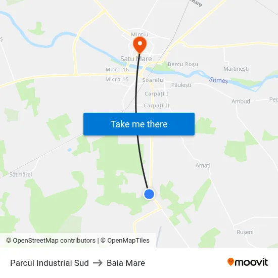Parcul Industrial Sud to Baia Mare map