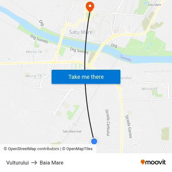 Vulturului to Baia Mare map