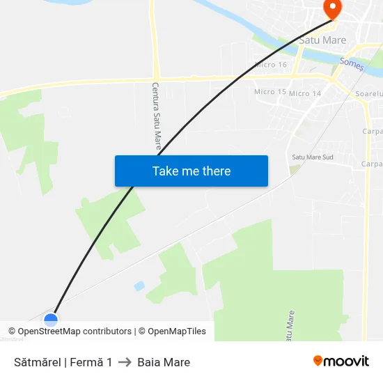Sătmărel | Fermă 1 to Baia Mare map