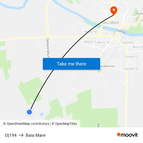 Dj194 to Baia Mare map