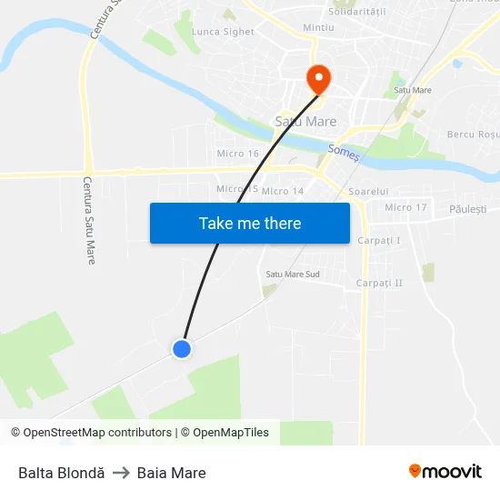 Balta Blondă to Baia Mare map