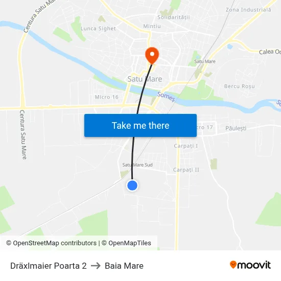 Dräxlmaier Poarta 2 to Baia Mare map