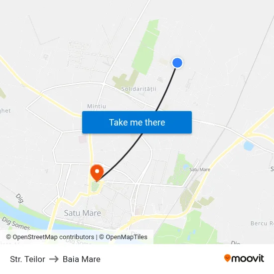 Str. Teilor to Baia Mare map