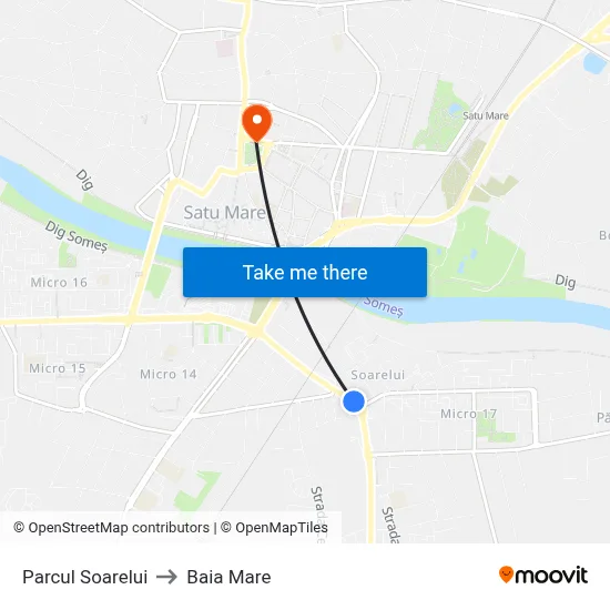 Parcul Soarelui to Baia Mare map