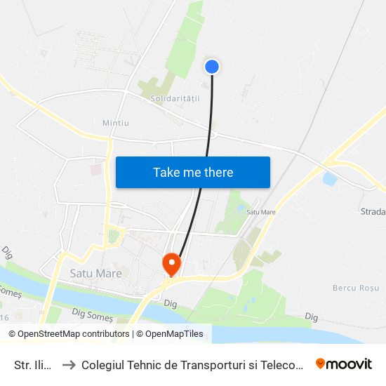 Str. Ilișești to Colegiul Tehnic de Transporturi si Telecomunicatii Ion I.C map