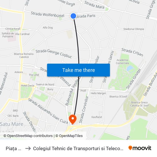 Piața Mică to Colegiul Tehnic de Transporturi si Telecomunicatii Ion I.C map