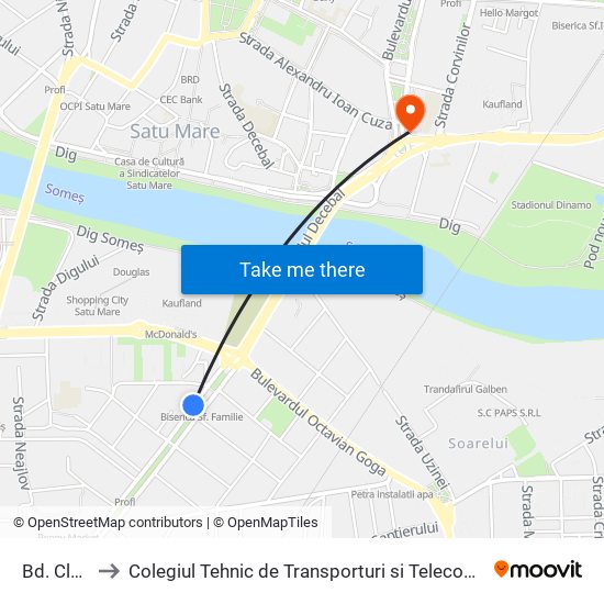 Bd. Cloșca to Colegiul Tehnic de Transporturi si Telecomunicatii Ion I.C map