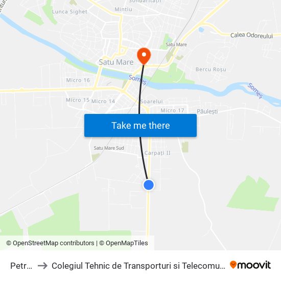 Petrom to Colegiul Tehnic de Transporturi si Telecomunicatii Ion I.C map