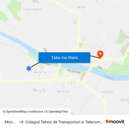 Micro 16 to Colegiul Tehnic de Transporturi si Telecomunicatii Ion I.C map