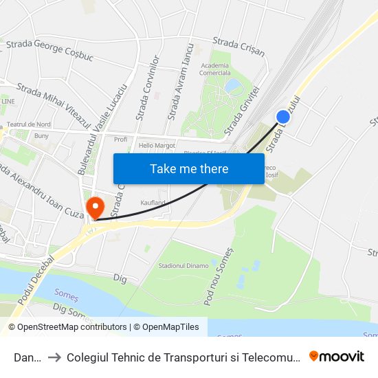 Dantex to Colegiul Tehnic de Transporturi si Telecomunicatii Ion I.C map