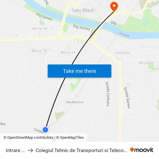 Intrare Oraș to Colegiul Tehnic de Transporturi si Telecomunicatii Ion I.C map