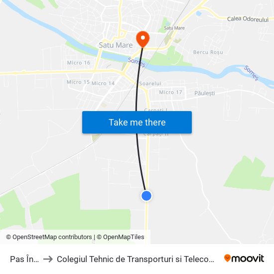 Pas În Doi to Colegiul Tehnic de Transporturi si Telecomunicatii Ion I.C map