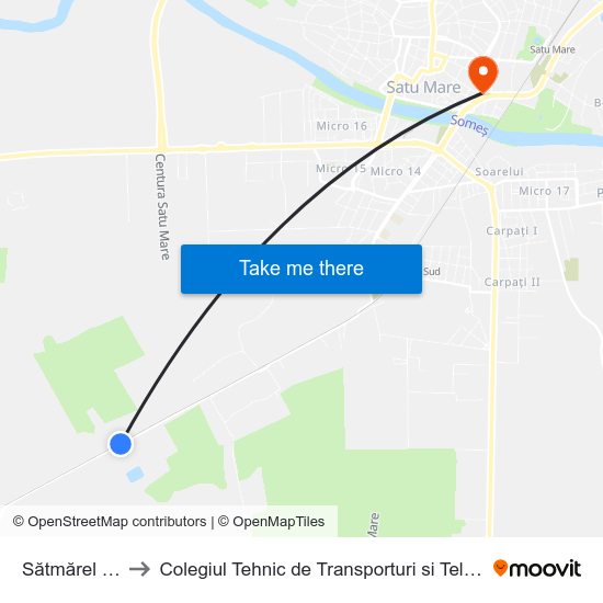 Sătmărel | Cimitir to Colegiul Tehnic de Transporturi si Telecomunicatii Ion I.C map