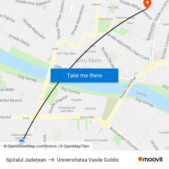 Spitalul Județean to Universitatea Vasile Goldis map