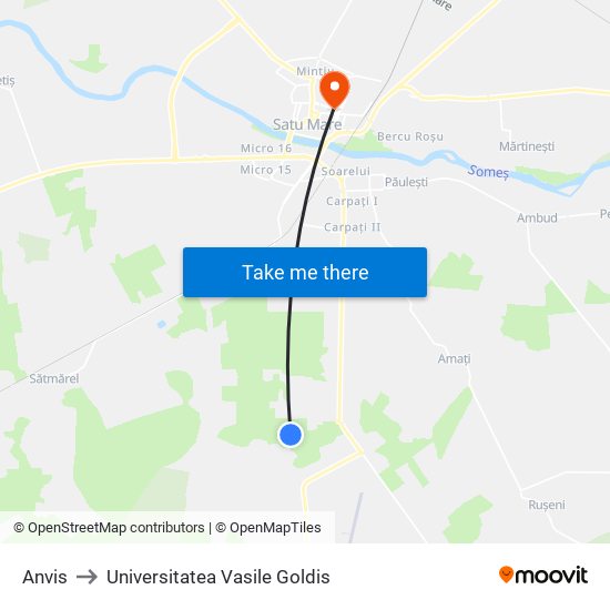 Anvis to Universitatea Vasile Goldis map