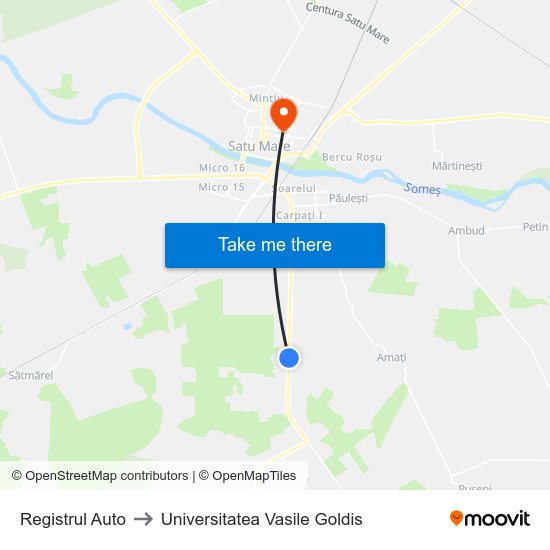 Registrul Auto to Universitatea Vasile Goldis map