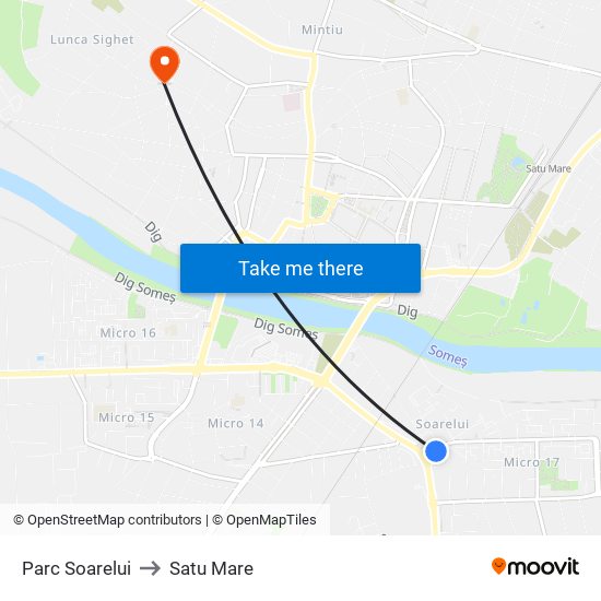 Parc Soarelui to Satu Mare map