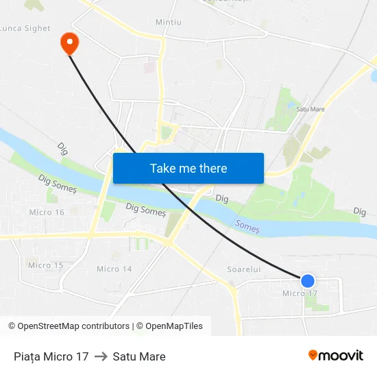 Piața Micro 17 to Satu Mare map