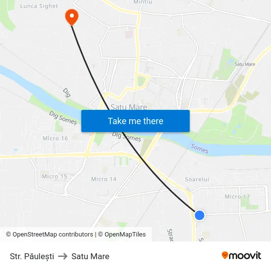 Str. Păulești to Satu Mare map