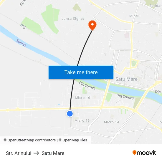 Str. Arinului to Satu Mare map