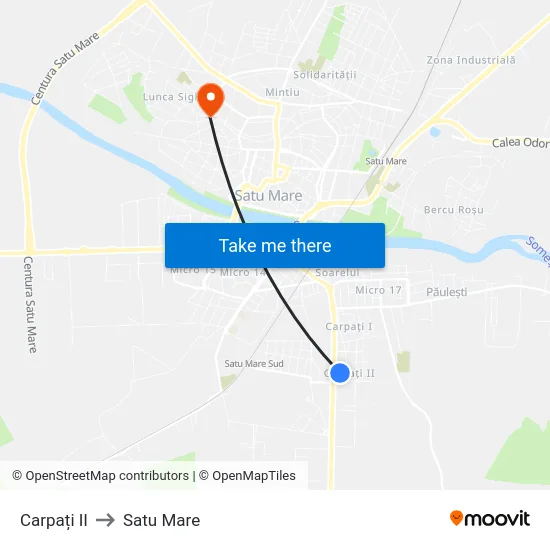 Carpați II to Satu Mare map