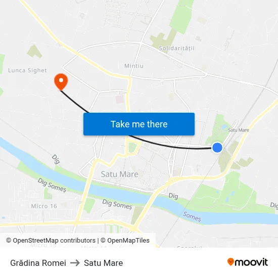 Grădina Romei to Satu Mare map