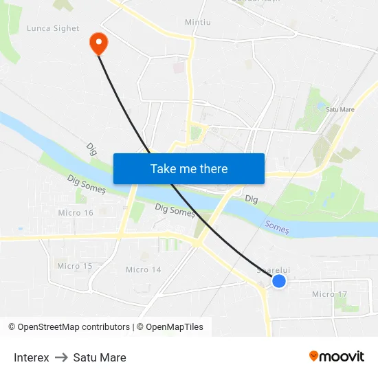 Interex to Satu Mare map