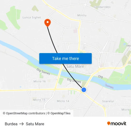 Burdea to Satu Mare map
