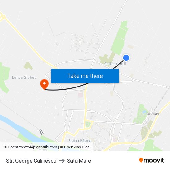 Str. George Călinescu to Satu Mare map