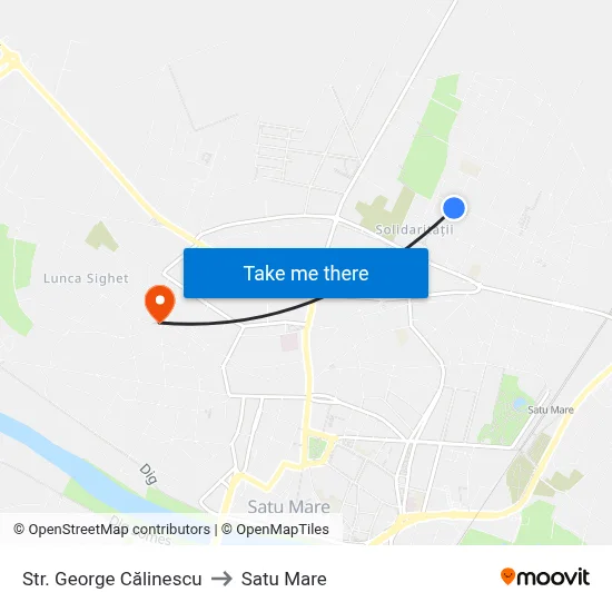 Str. George Călinescu to Satu Mare map