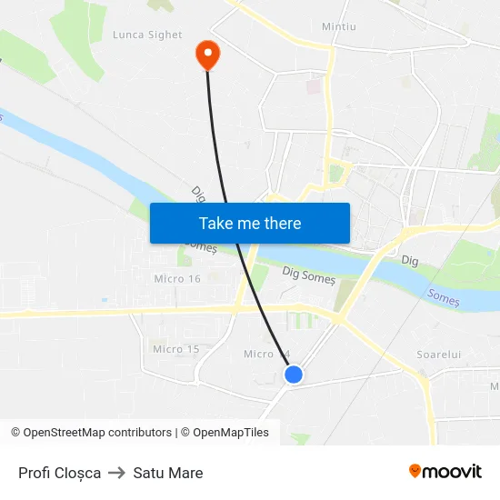 Profi Cloșca to Satu Mare map