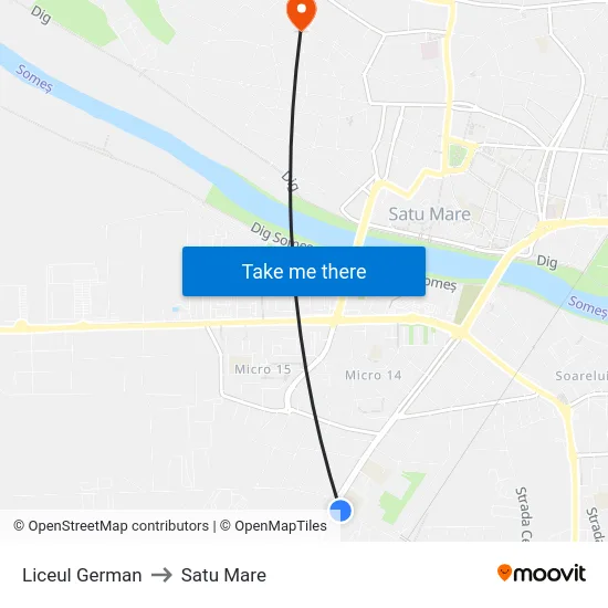 Liceul German to Satu Mare map