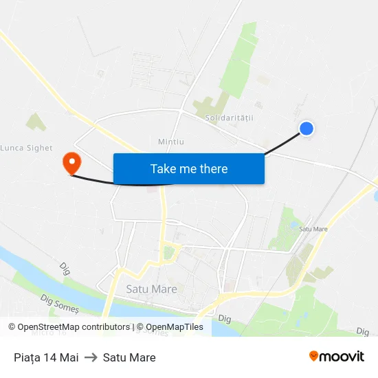 Piața 14 Mai to Satu Mare map
