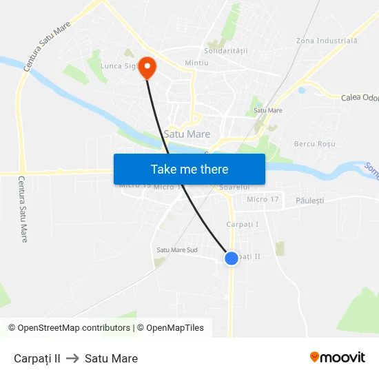Carpați II to Satu Mare map