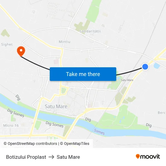 Botizului Proplast to Satu Mare map