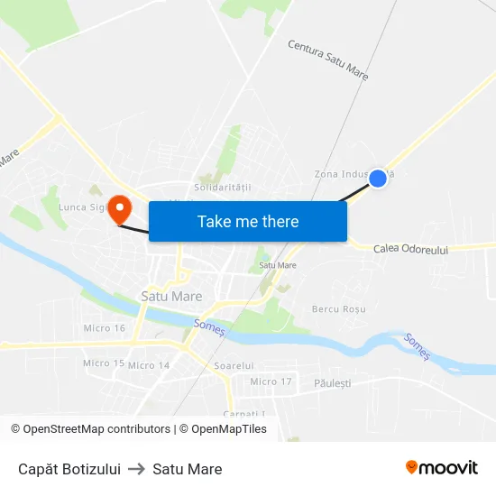 Capăt Botizului to Satu Mare map