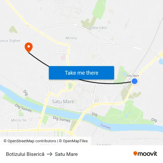 Botizului Biserică to Satu Mare map