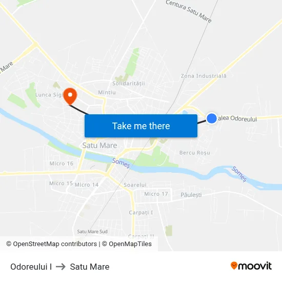 Odoreului I to Satu Mare map