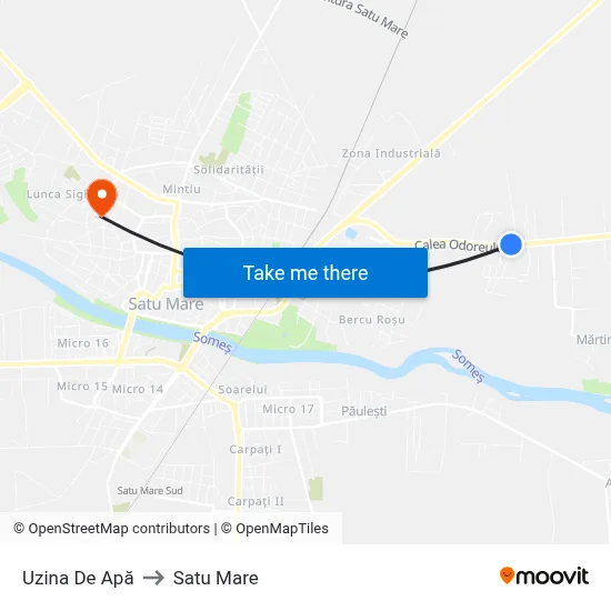 Uzina De Apă to Satu Mare map