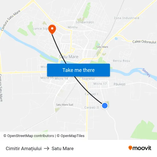 Cimitir Amațiului to Satu Mare map