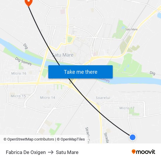 Fabrica De Oxigen to Satu Mare map