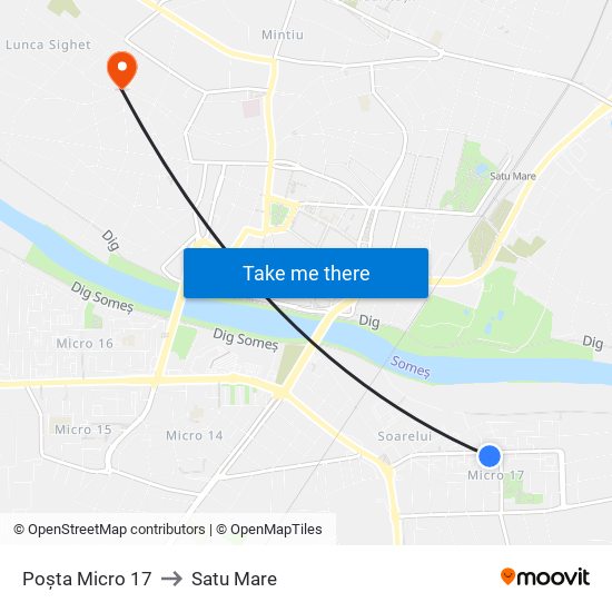 Poșta Micro 17 to Satu Mare map