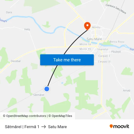 Sătmărel | Fermă 1 to Satu Mare map