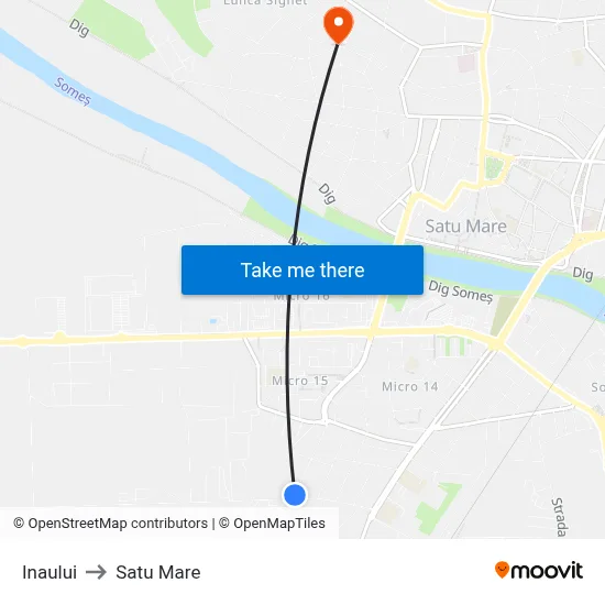Inaului to Satu Mare map