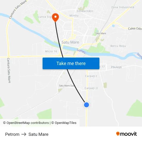 Petrom to Satu Mare map