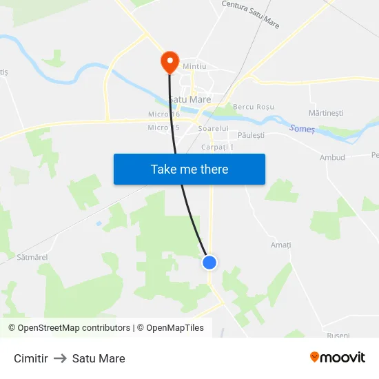 Cimitir to Satu Mare map